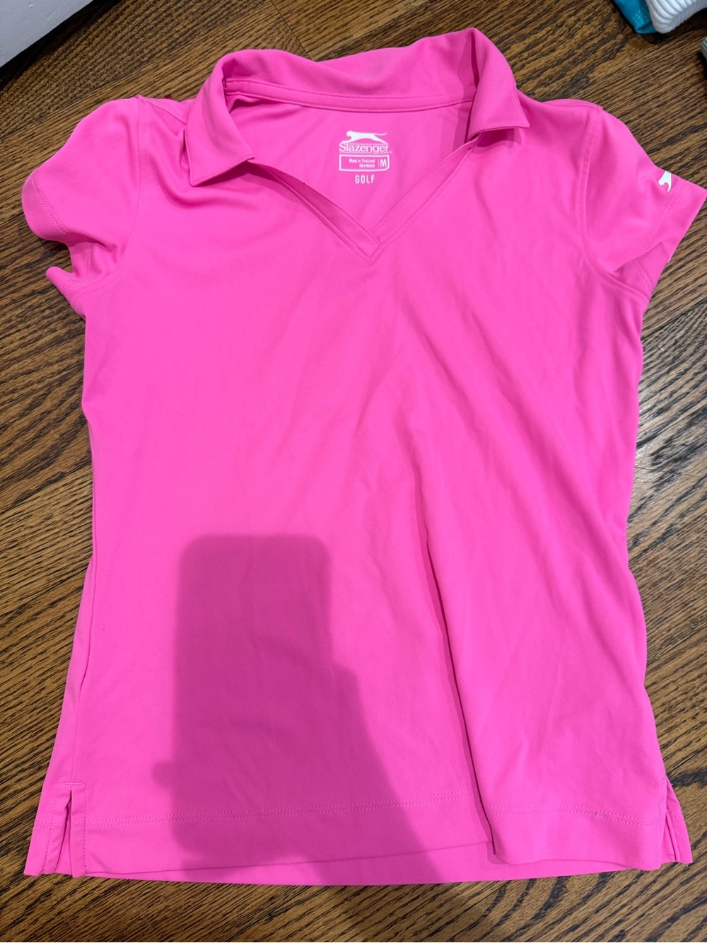 Slazenger Hot Pink Golf V-Neck Polo
